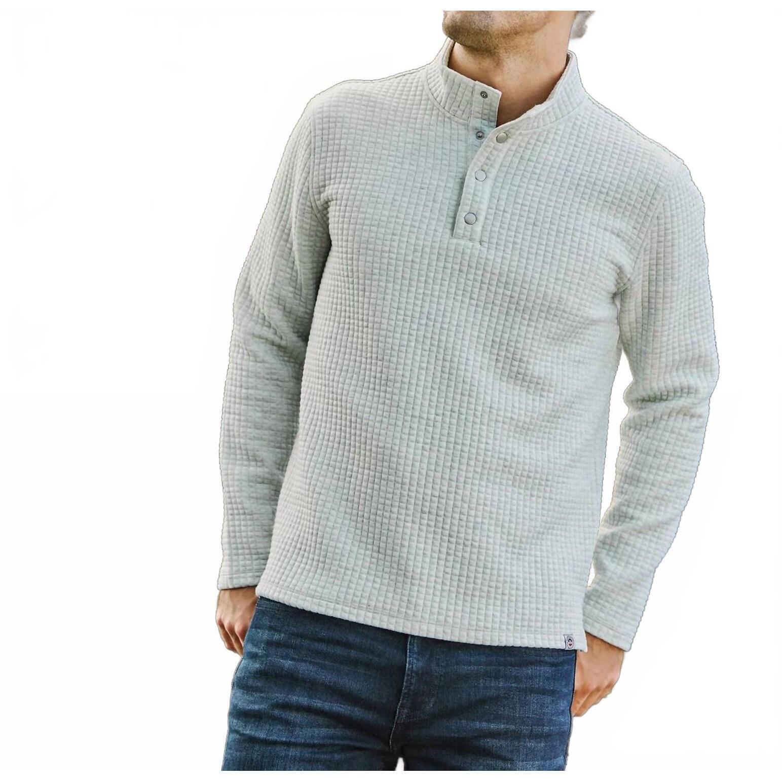 New Flags & Anthem Silverton Quilted Snap Mock Neck Sweater In Light Grey Heathe